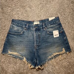 We The Free Blue Distressed Jean Shorts